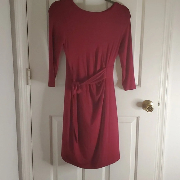 Sense Womens Cinch Waist Tie Dress with 3/4 Sleeves Double Petite Size 2-4 - Picture 1 of 9
